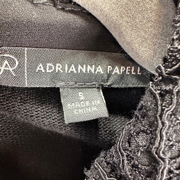 Adrianna Papell Women S Black Lace Collar Puff Sleeve Knit Top Minimal Cottage‎ - Picture 2 of 7